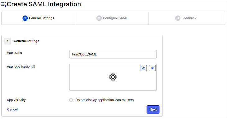 Screenshot of Okta, create General Settings of SAML integration